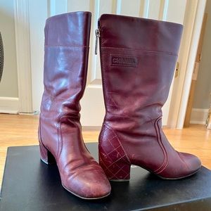 Chanel Burgundy Mid-Calf Boots